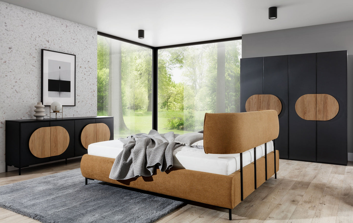 NE Ovalo Upholstered Bed Without Storage 160×200