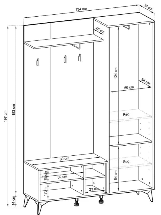 Diamond Hallway Wardrobe – Oak Evoke / Black