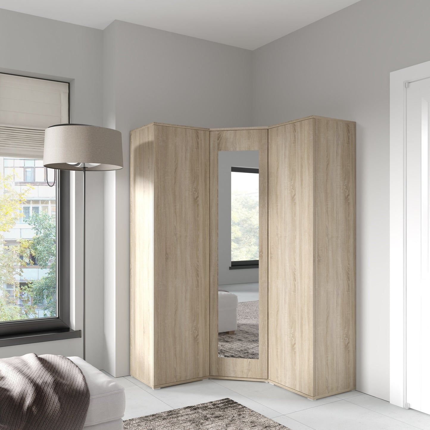 PK Emi 40 Hallway Wardrobe White/ Sonoma Oak/Graphite/Aristan Oak-Black