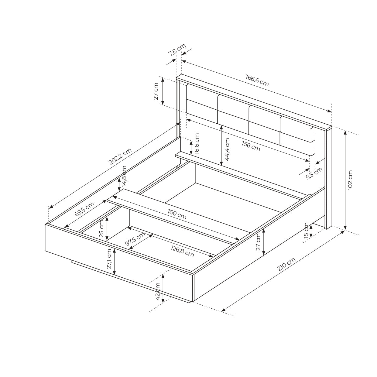 Lask Milton – Bed with Nightstands