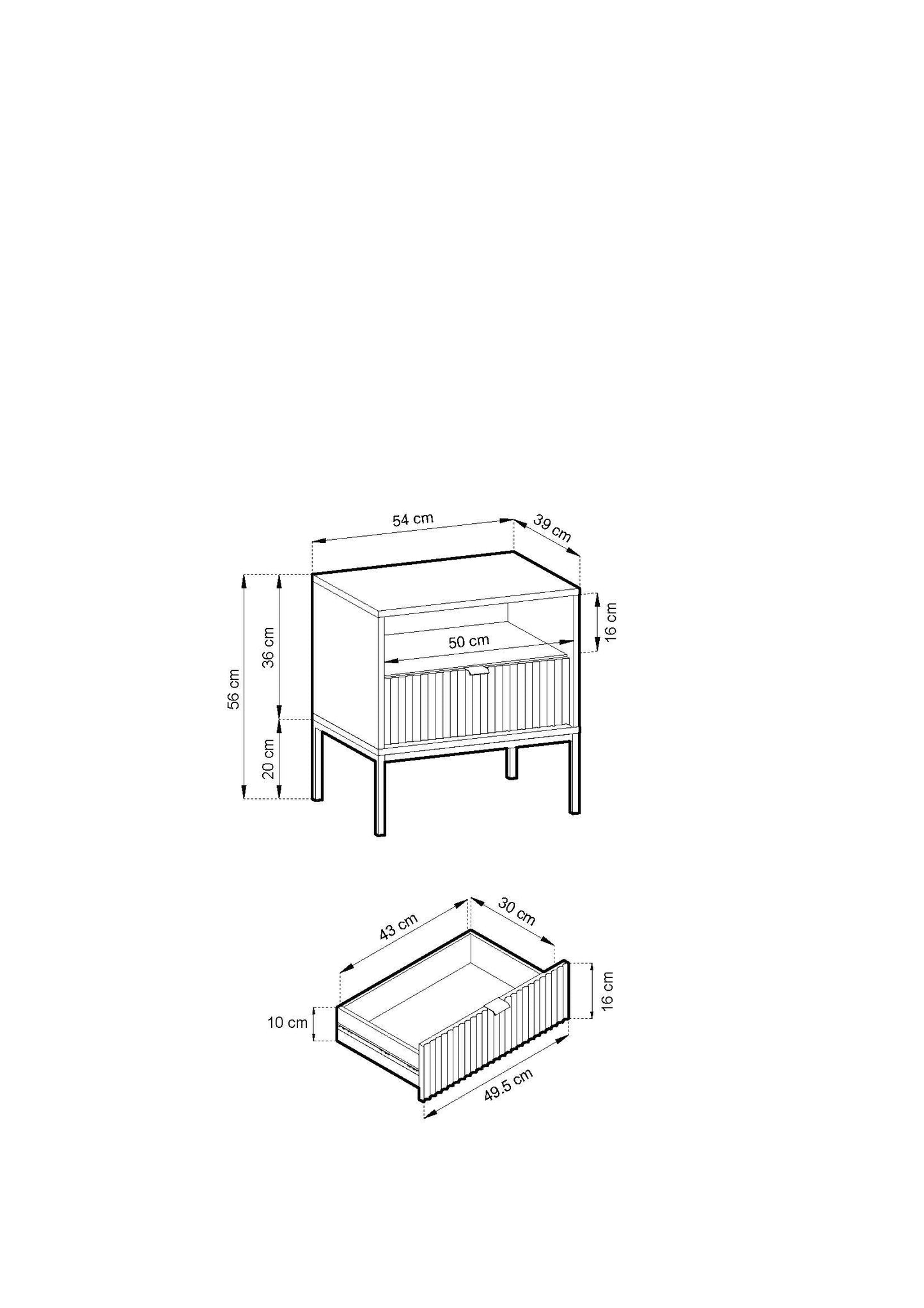 Nova Nightstand Black - Modern Elegance for Your Bedroom