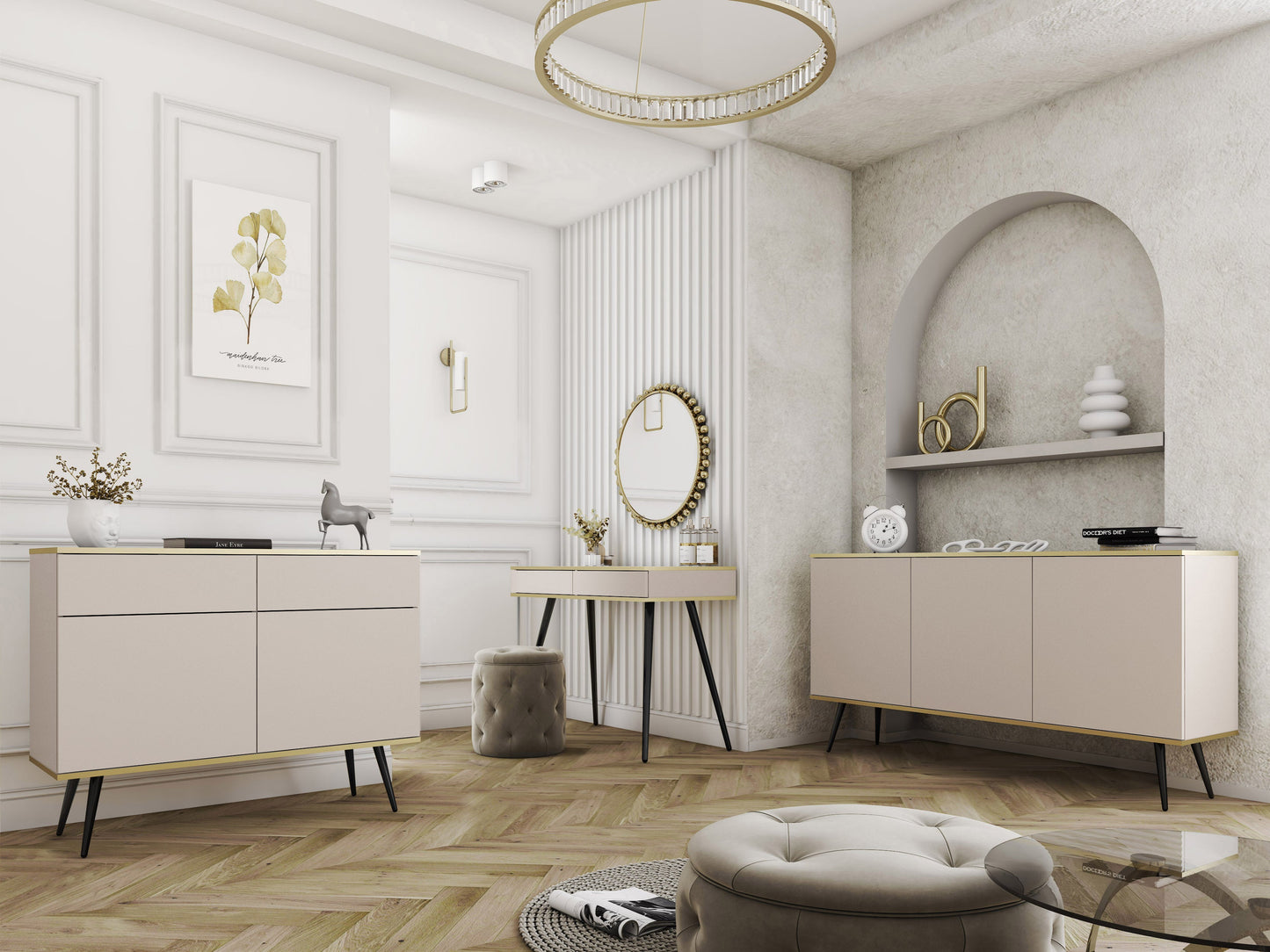 Oro K160 Beige & Black Sideboard