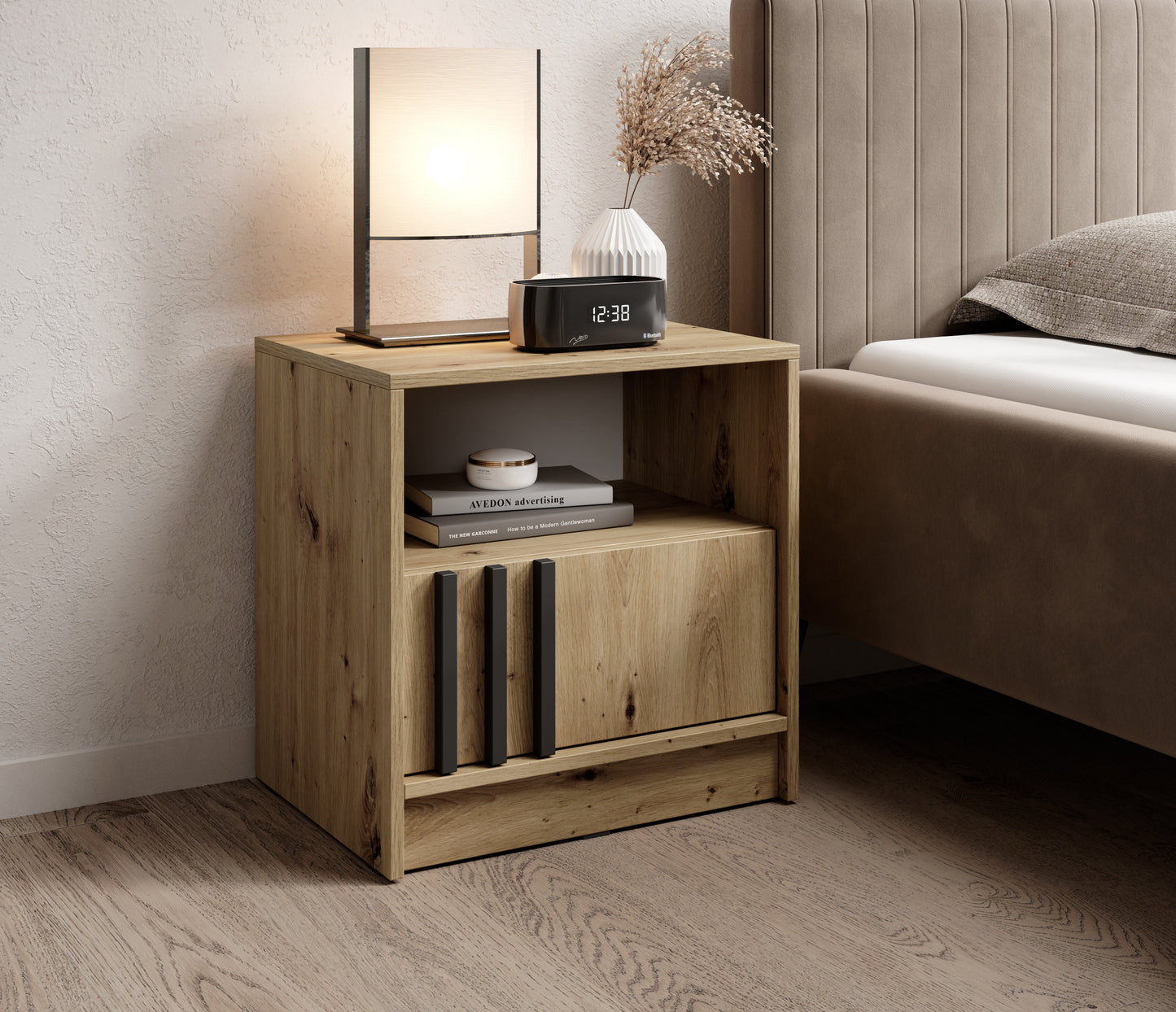 PI Nelly Bedside Table – Artisan Oak / Black