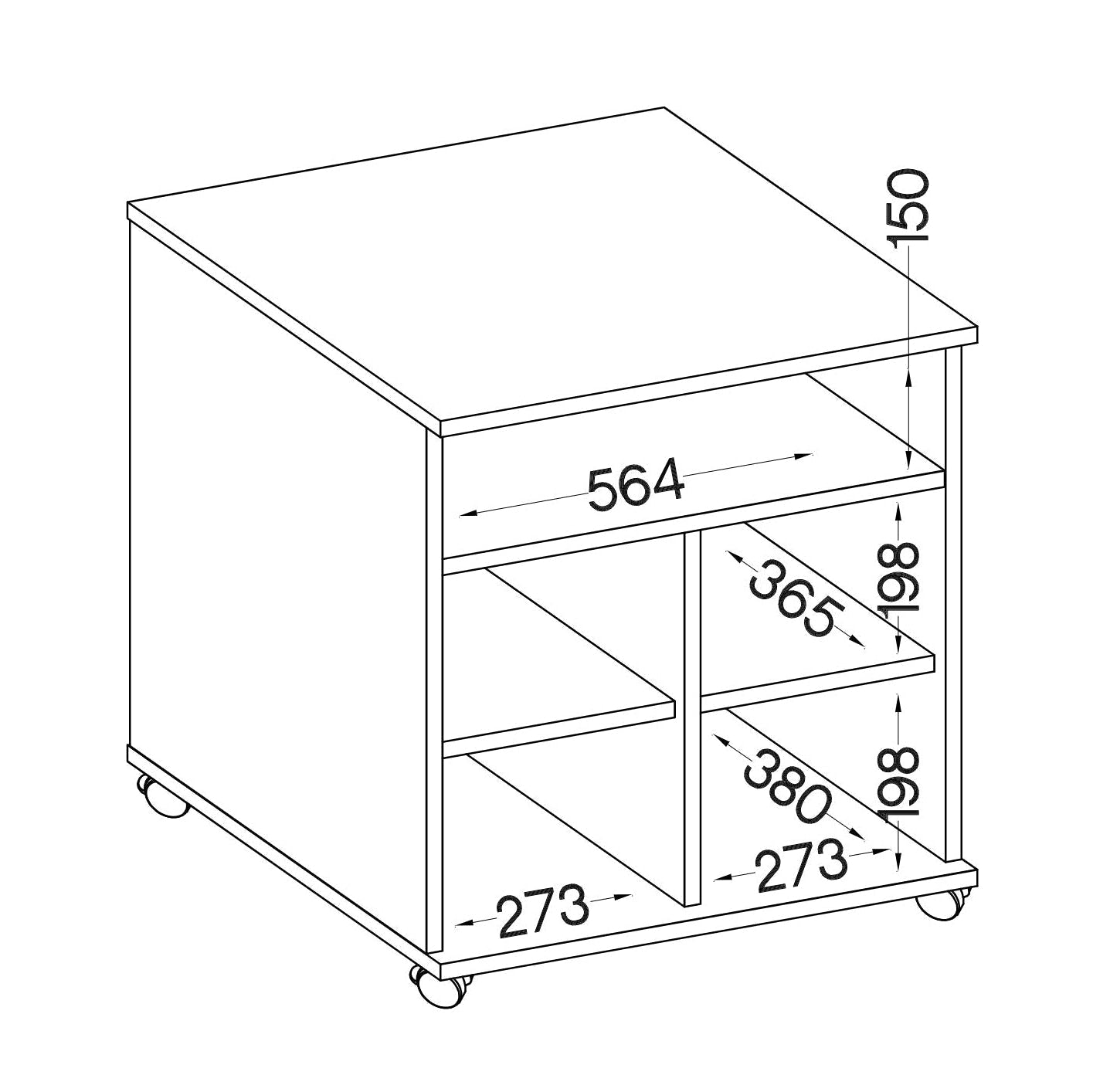 LE Malta 230 1F Low Mobile Pedestal in Artisan Oak