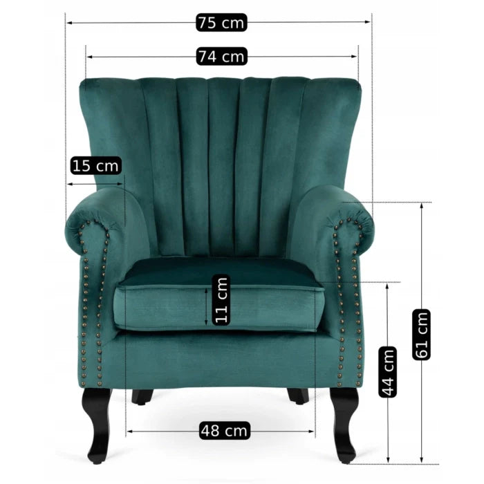 Elite MALLO Green Velvet Armchair