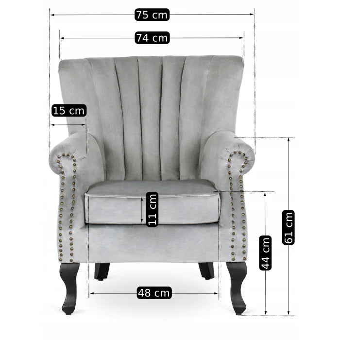 Elite MALLO Grey Velvet Armchair