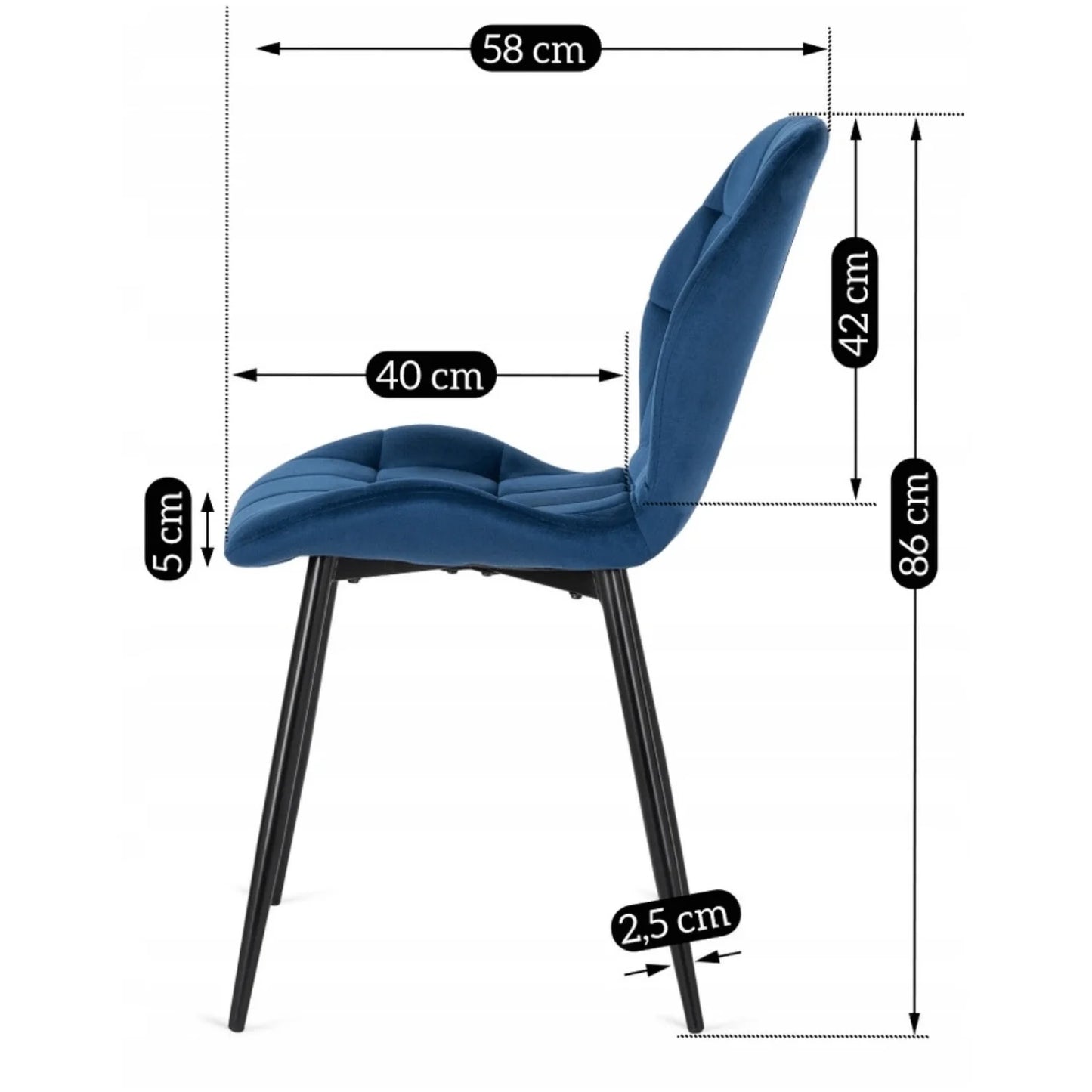 Elite LUCKY Navy Blue Velvet Chair – Timeless Elegance & Comfort