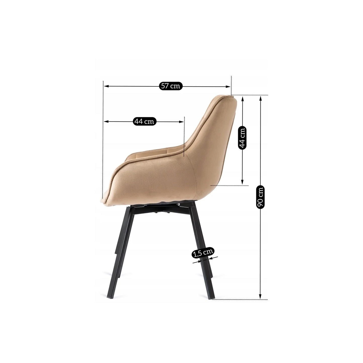 Elite LUNA Beige Velvet Swivel Chair – Elegant Comfort & Modern Design