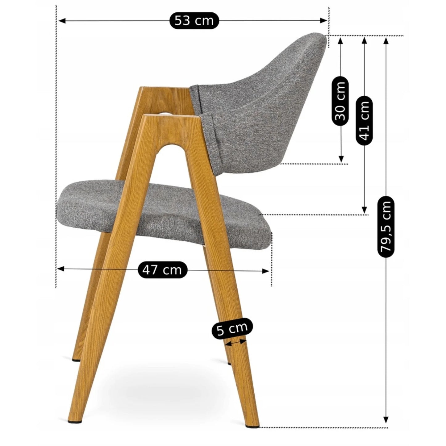 Elite RUIZ Chair – Gray Fabric & Golden Oak Frame