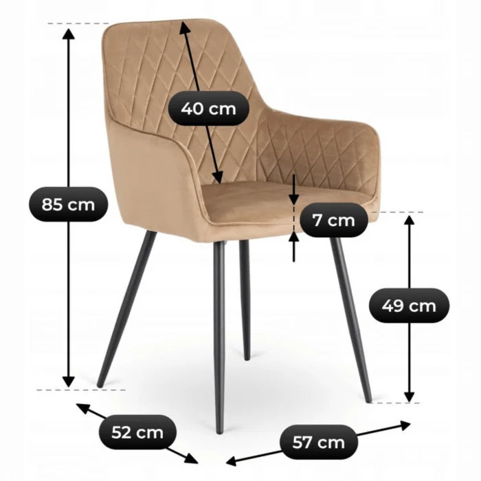 Elite BRESSO Upholstered Dining Chair – Beige Velvet Modern