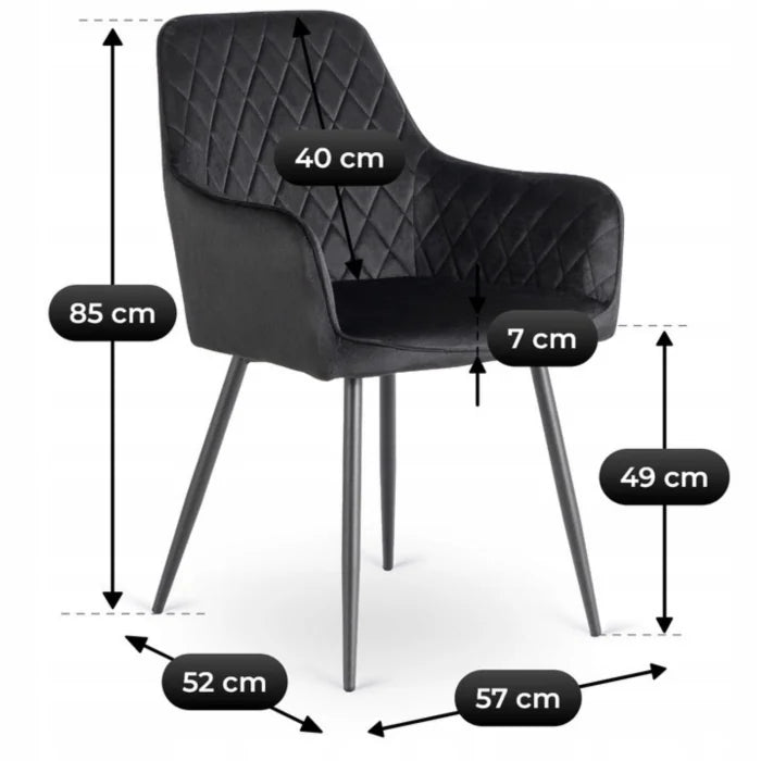 Elite BRESSO Upholstered Dining Chair – Black Velvet Modern