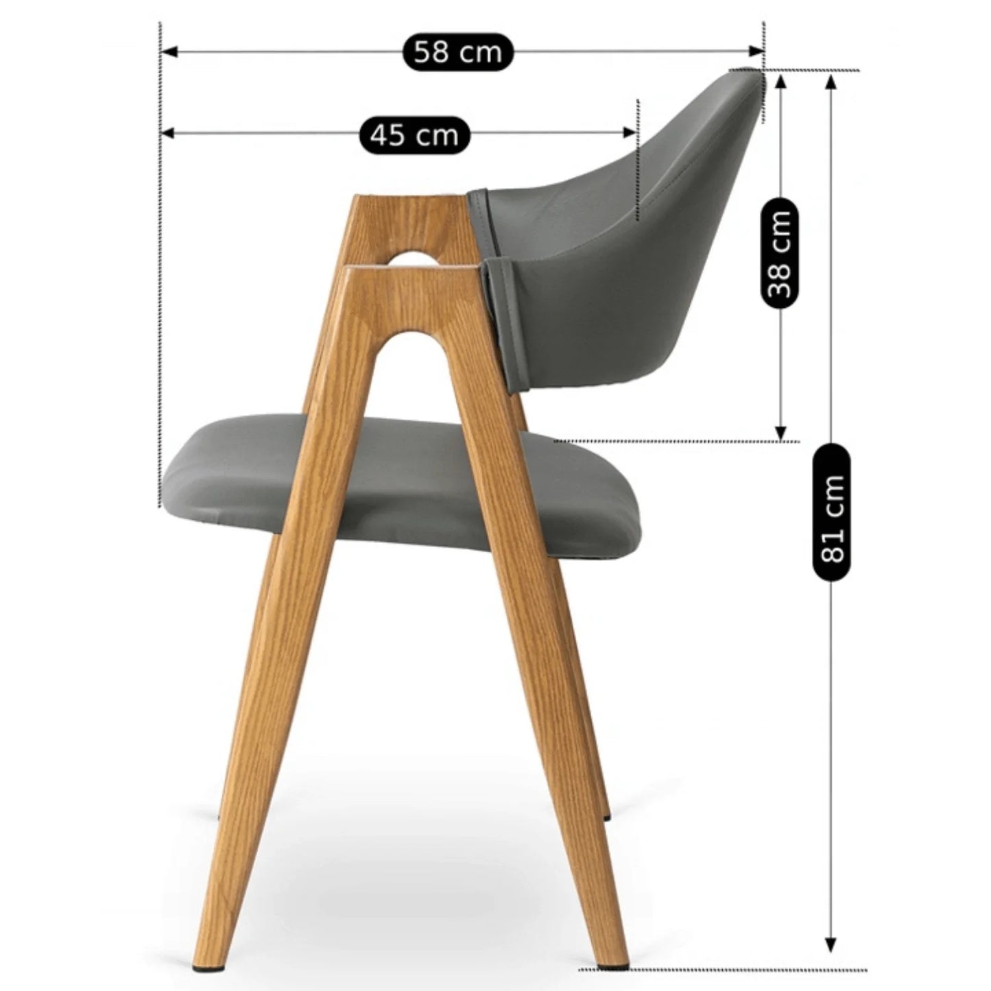 Elite WILLY Chair – Grey Eco-Leather & Golden Oak Frame