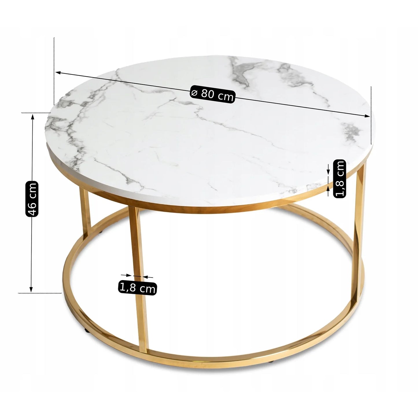 Elite CLIFF MAX White Marble/Gold Coffee Table