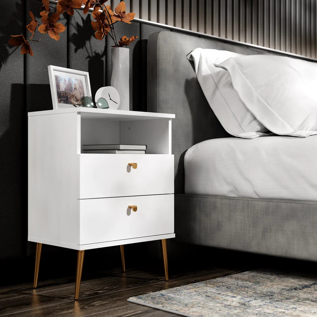 MO High Alpine White Tall Nightstand