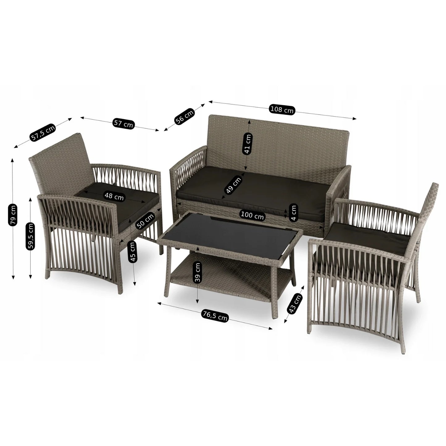 Elite FILADELFIA Outdoor Furniture Set – Beige & Gray