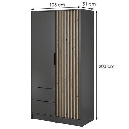 Nelly 2D Wardrobe – Graphite/Artisan Oak 105 cm