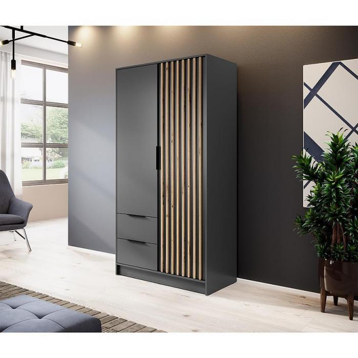 Nelly 2D Wardrobe – Graphite/Artisan Oak 105 cm