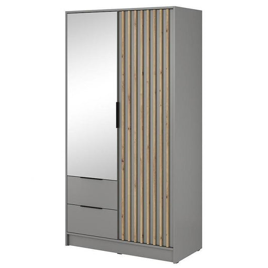 Nelly 2D Wardrobe with Mirror – Grey/Artisan Oak 105 cm