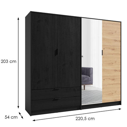 MO ULM 4D Wardrobe – Graphite / Artisan Oak