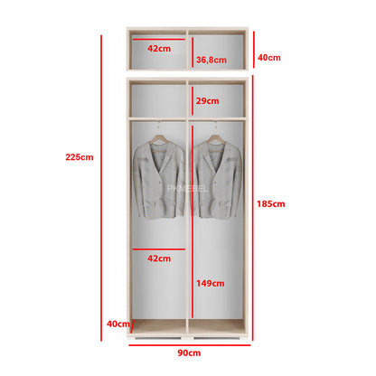 PK Emi 39 Hallway Wardrobe White - Upholstered Panels in Various Colours