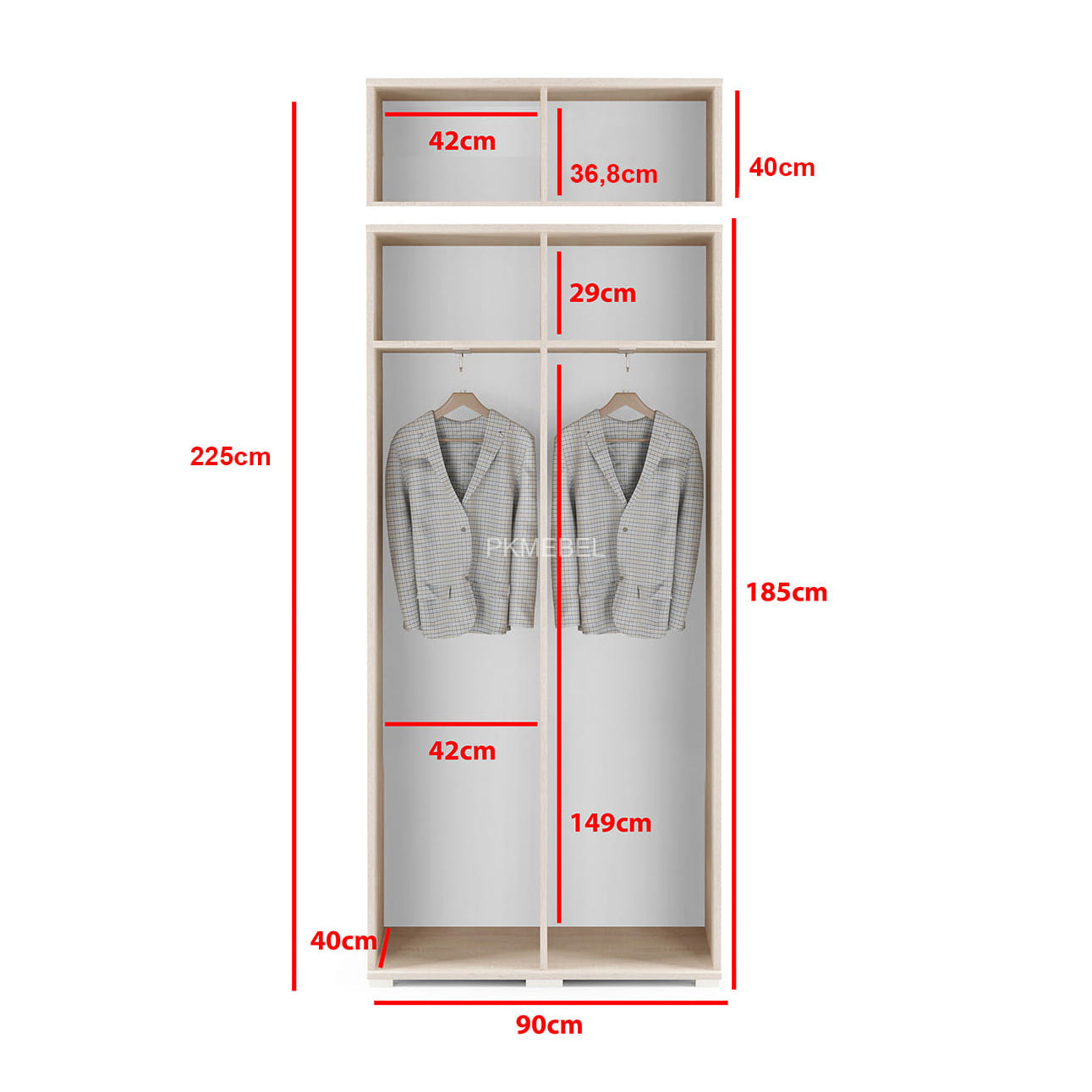PK Emi 39 Hallway Wardrobe Sonoma Oak - Upholstered Panels in Various Colours