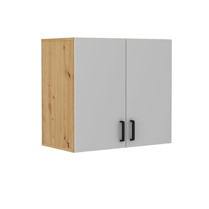 LE Malta 104 2F Upper Cabinet in Light Grey & Artisan Oak