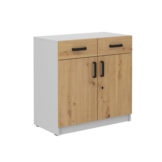 LE Malta 105 2F 2S Lower Cabinet in Artisan Oak & Light Grey