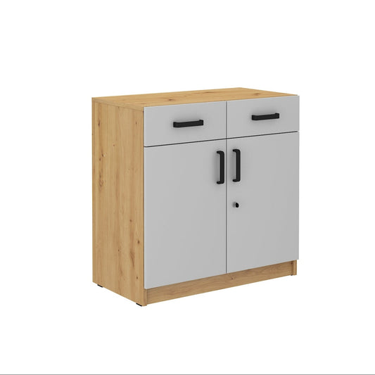 LE Malta 105 2F 2S Lower Cabinet in Light Grey & Artisan Oak