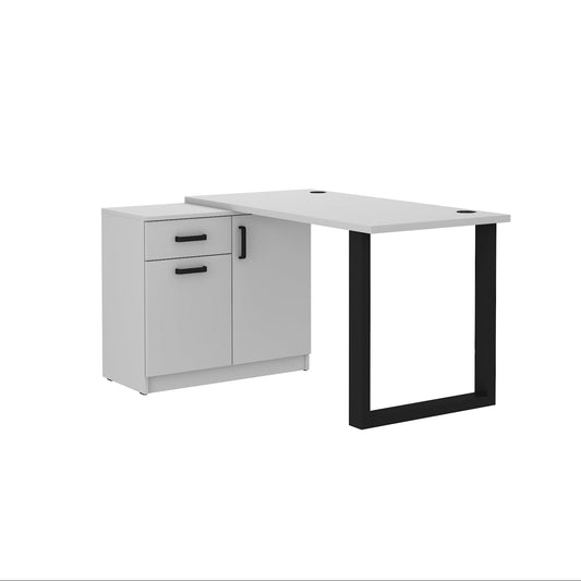 LE Malta 130 Desk + Cabinet in Light Grey