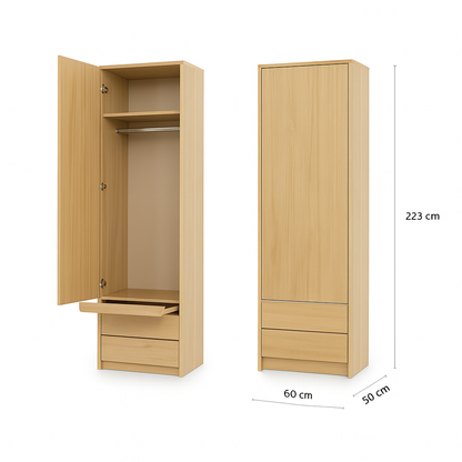 Customizable Genius Murphy Bed with Sofa Set 160 x 200 cm Olied Oak, LED Lighting