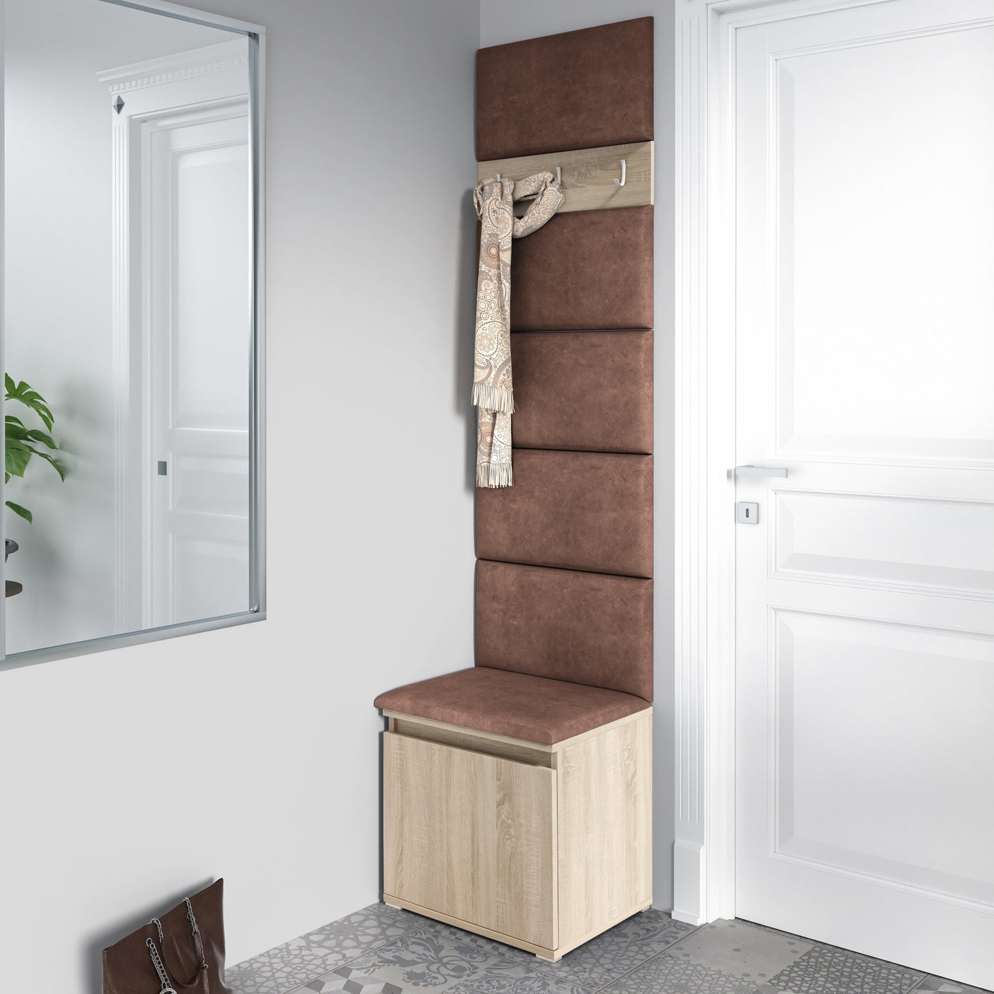 PK Emi 7 Hallway Wardrobe Sonoma - Upholstered Panels in Various Colours