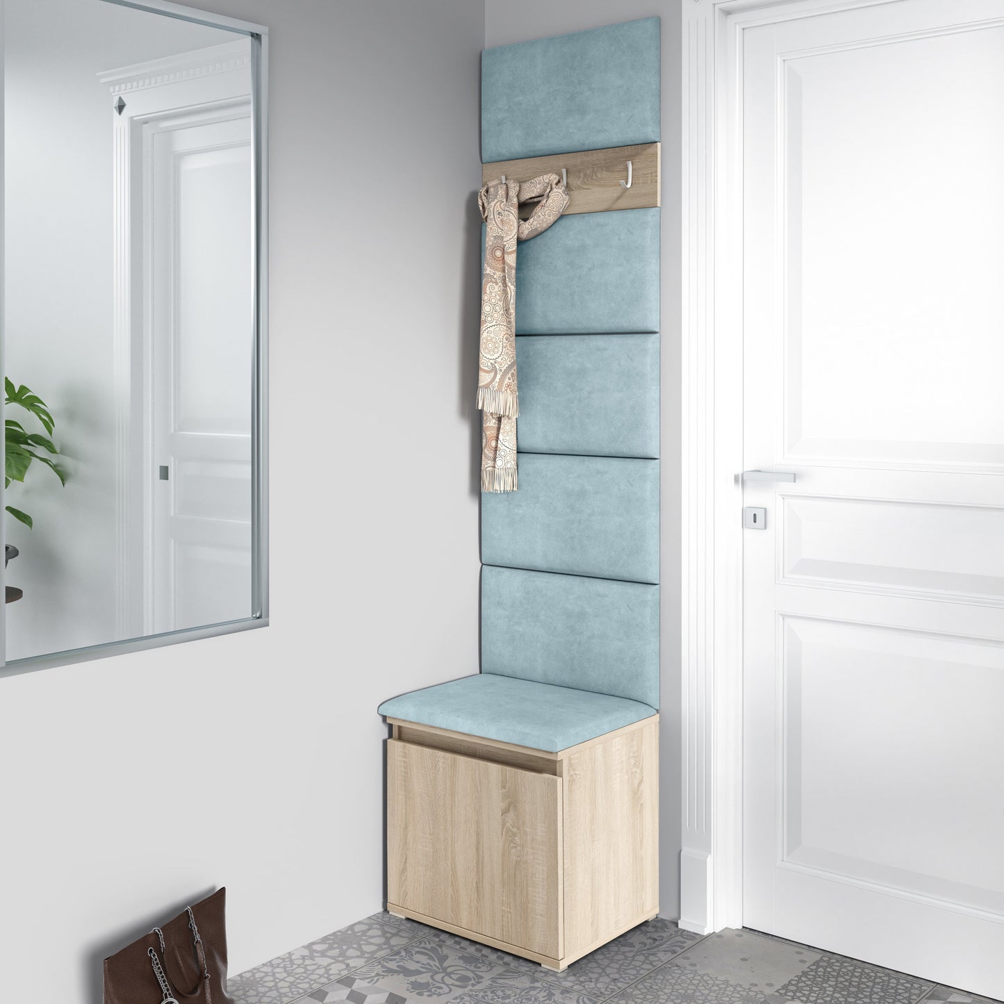 PK Emi 7 Hallway Wardrobe Sonoma - Upholstered Panels in Various Colours
