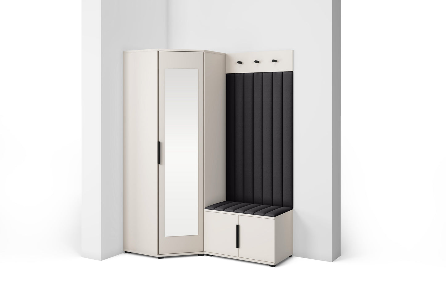 PK Bianco 21 Hallway Wardrobe Set - Upholstered Panels in Various Colours