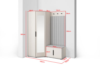 PK Bianco 21 Hallway Wardrobe Set - Upholstered Panels in Various Colours