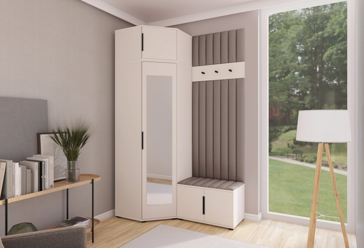 PK Bianco 22 Hallway Wardrobe Set - Upholstered Panels in Various Colours