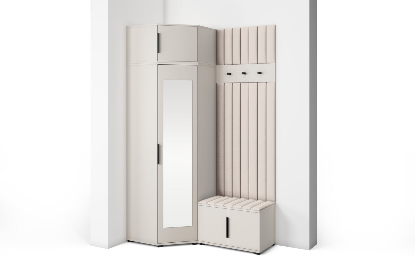 PK Bianco 22 Hallway Wardrobe Set - Upholstered Panels in Various Colours