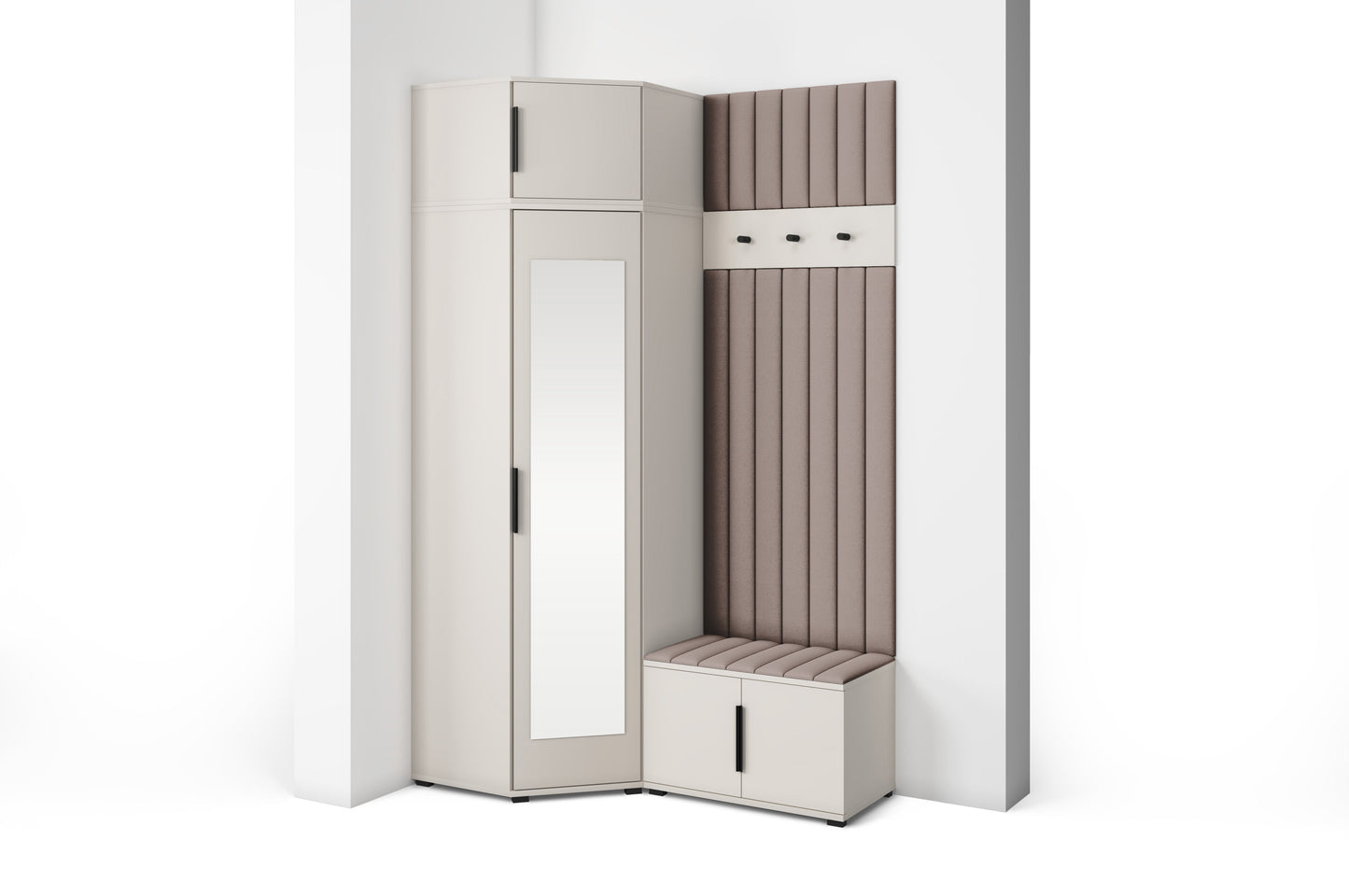 PK Bianco 22 Hallway Wardrobe Set - Upholstered Panels in Various Colours