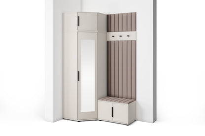 PK Bianco 22 Hallway Wardrobe Set - Upholstered Panels in Various Colours