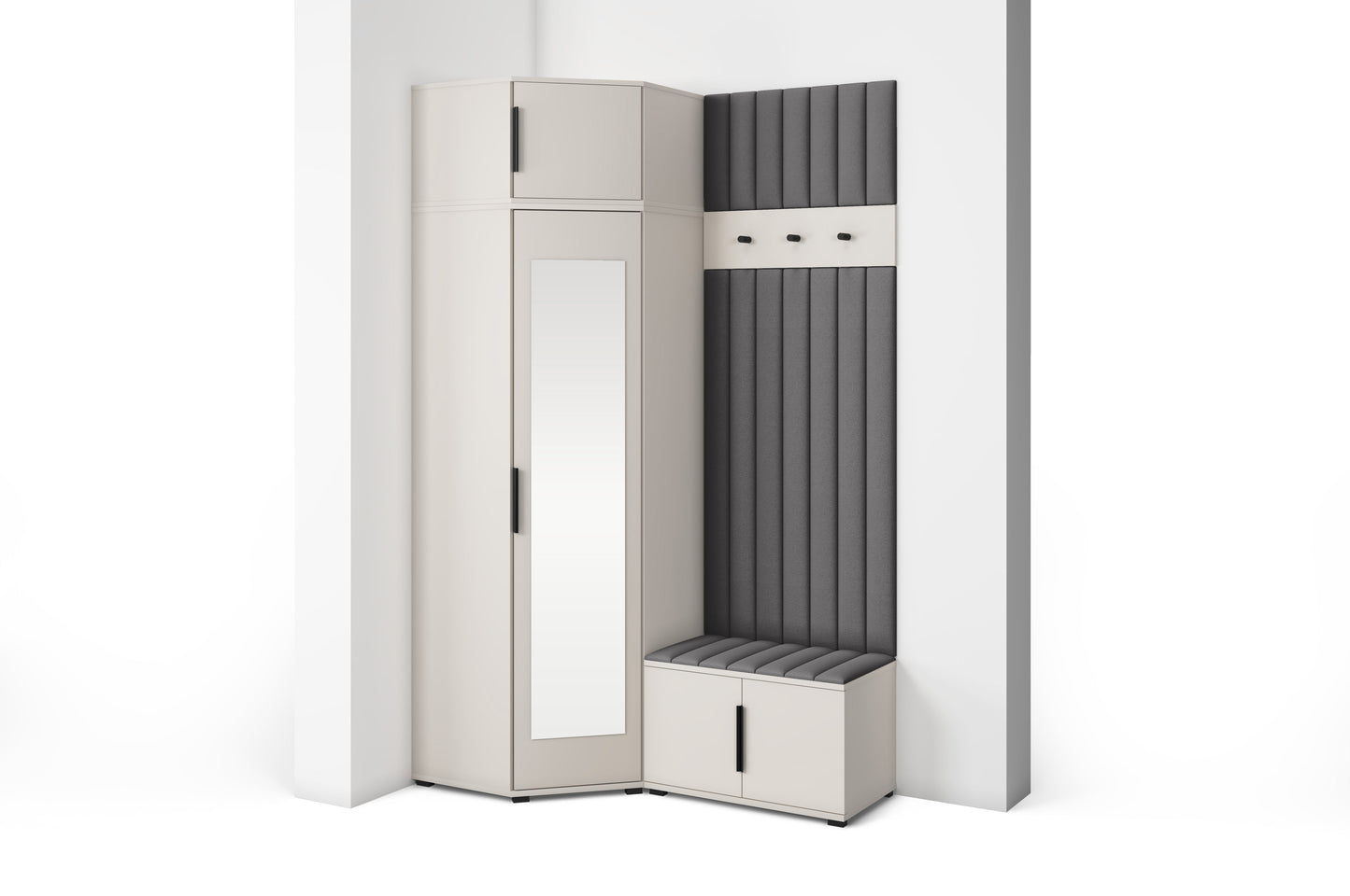 PK Bianco 22 Hallway Wardrobe Set - Upholstered Panels in Various Colours