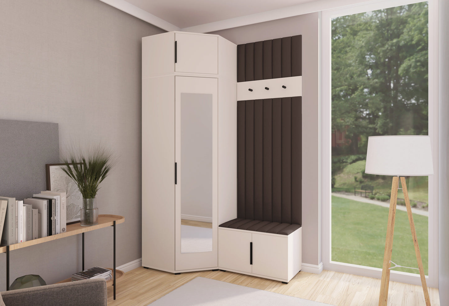 PK Bianco 22 Hallway Wardrobe Set - Upholstered Panels in Various Colours