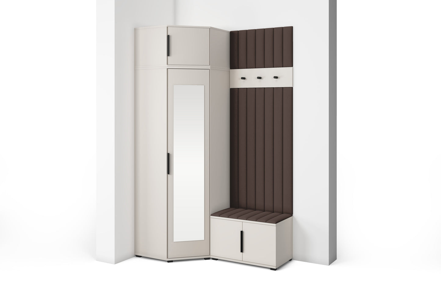 PK Bianco 22 Hallway Wardrobe Set - Upholstered Panels in Various Colours