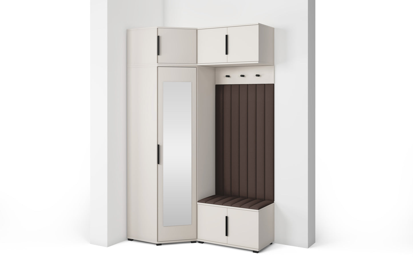PK Bianco 23 Hallway Wardrobe Set - Upholstered Panels in Various Colours
