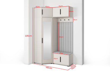 PK Bianco 23 Hallway Wardrobe Set - Upholstered Panels in Various Colours
