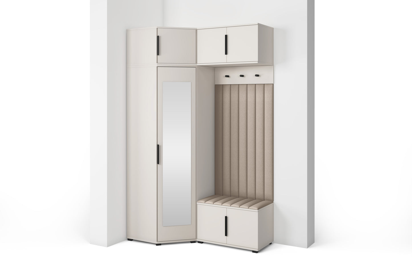 PK Bianco 23 Hallway Wardrobe Set - Upholstered Panels in Various Colours