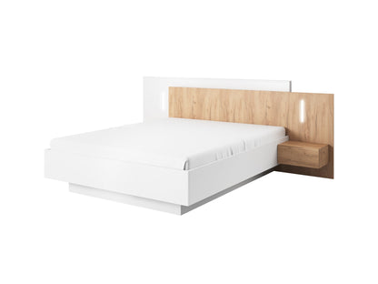 Lask 3D – Bed with Nightstands | White & Craft Oak