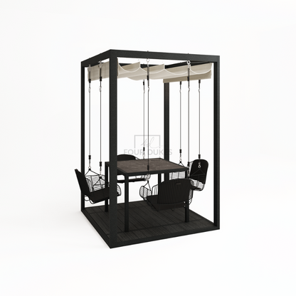 Four Dukes 4-Seater Swing Table Set - Metal Swings