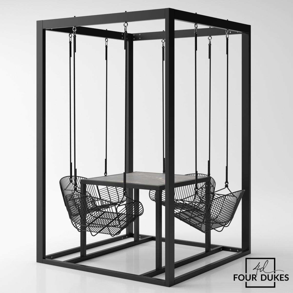 Four Dukes 4-Seater Swing Table Set - Metal Swings