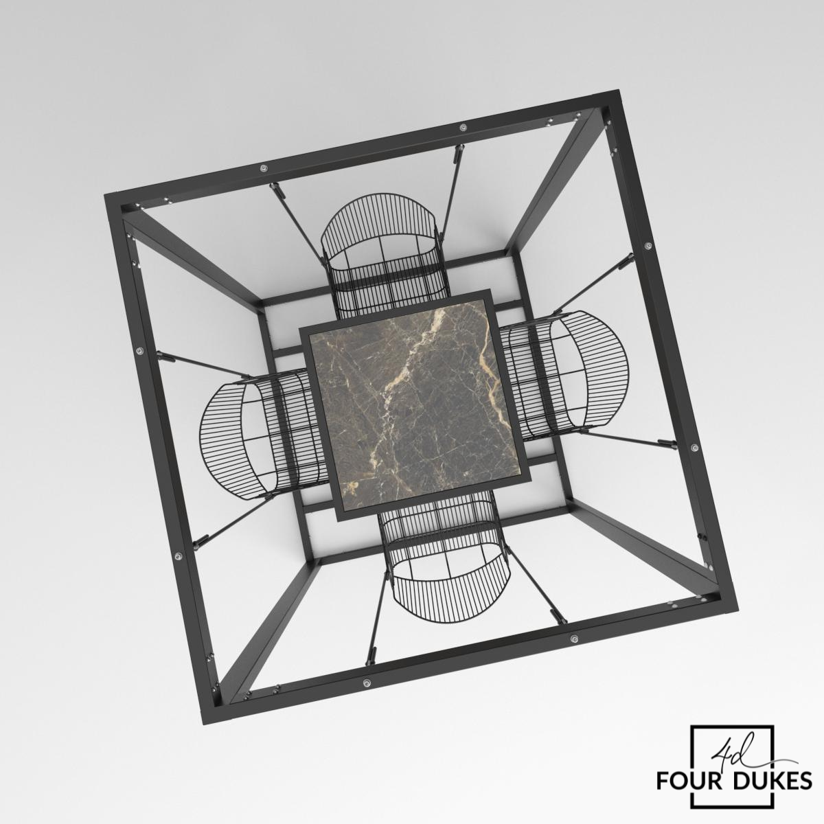 Four Dukes 4-Seater Swing Table Set - Metal Swings