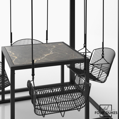 Four Dukes 4-Seater Swing Table Set - Metal Swings