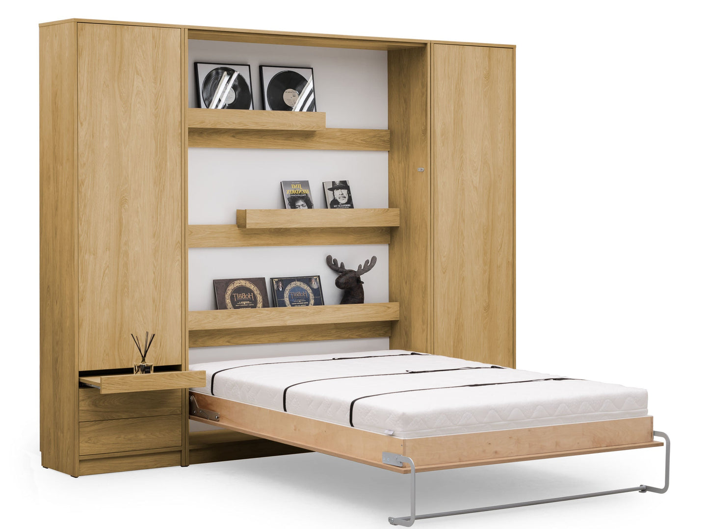 Customizable Murphy Bed Basic Vertical Furniture Set Sonoma Oak 90, 120, 140 x 200 cm